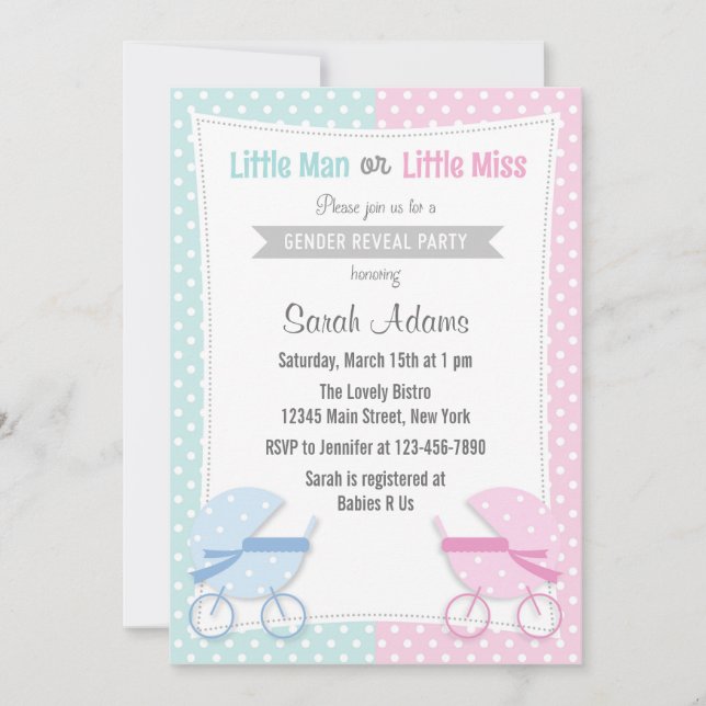 Baby Stroller Gender Reveal Party Invitation (Front)