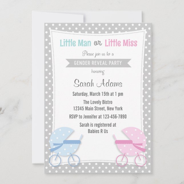 Baby Stroller Gender Reveal Party Invitation (Front)