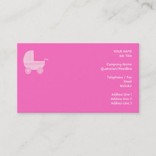 Baby Stroller. Light Pink and Bright Pink. Business Card