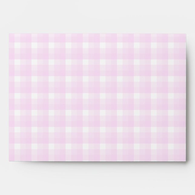Baby Stroller. Light Pink on Pink Gingham. Envelopes (Front)