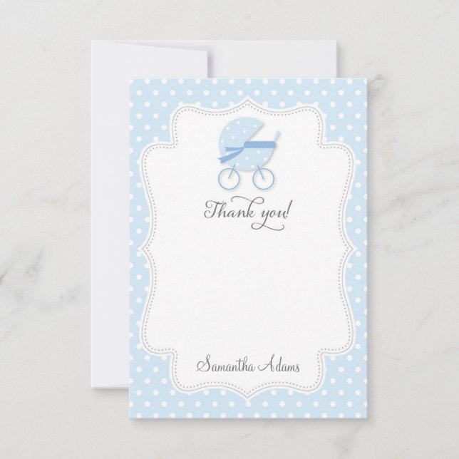 Baby Stroller Thank You Card (Blue) (Front)