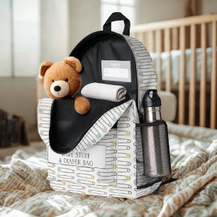 Baby Stuff Diaper Pin Pattern Printed Backpack