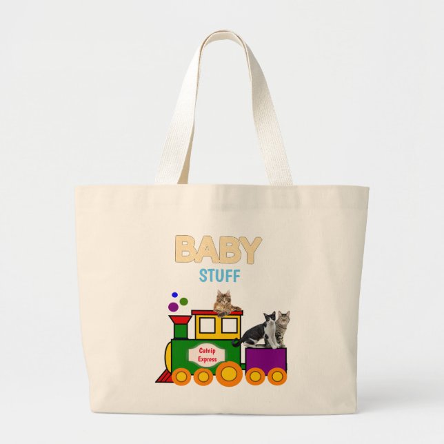 Baby Stuff with Choo-Choo Train and Cats Tote Bag (Front)