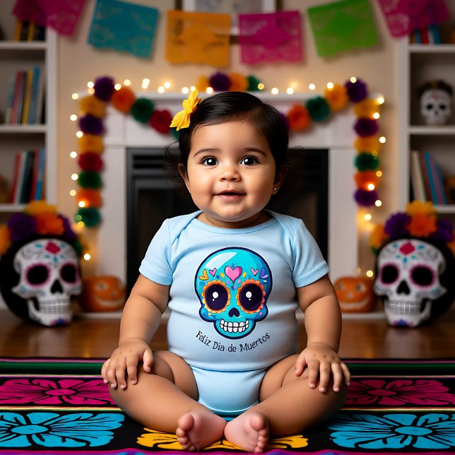  🌹Baby Sugar Skull in blue 🌹 Baby Bodysuit (🌹Baby Sugar Skull in blue 🌹 Baby Bodysuit)