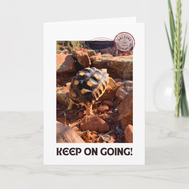 Baby Sulcata hiking in Sedona Red Rocks Arizona Card (Front)