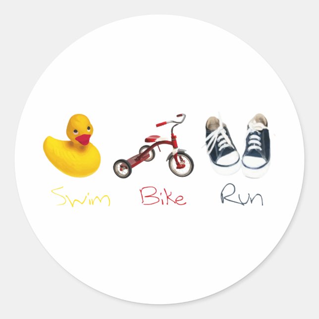 Baby Swim Bike Run Classic Round Sticker (Front)