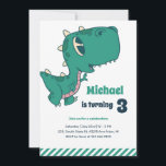 Baby T-Rex Dinosaur Kids Birthday Invitation<br><div class="desc">Cute design for kids,  boys or girls who love dinosaur,  dino cartoon,  T-rex and other dinosaur species. Perfect for Jurassic theme birthday party. You can customise the wording to fit other occasions.</div>