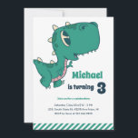 Baby T-Rex Dinosaur Kids Birthday Invitation<br><div class="desc">Cute design for kids,  boys or girls who love dinosaur,  dino cartoon,  T-rex and other dinosaur species. Perfect for Jurassic theme birthday party. You can customise the wording to fit other occasions.</div>