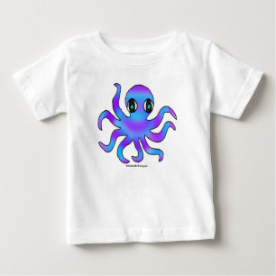 Baby T-Shirt -Blue Violet Octopus (white)