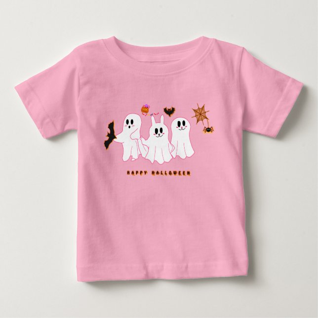 Baby T-Shirt | Funny Ghosts Posing For A Picture (Front)