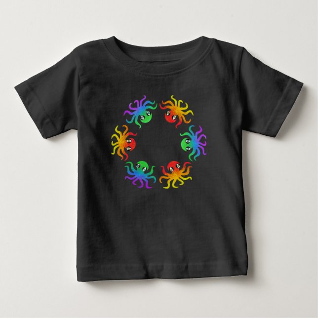 Baby T-Shirt - Gradient Octopus (vivid) (Front)