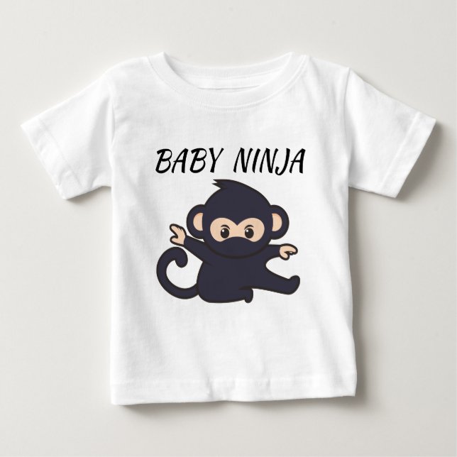 baby t-shirt with a ninja pic and baby ninja text. (Front)