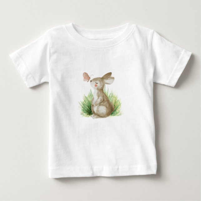 Baby T-Shirt with bunny and butterfly.  (Front)