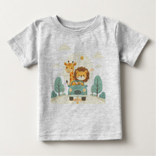 Baby T-Shirt  with Cute Cartoon Animals Print