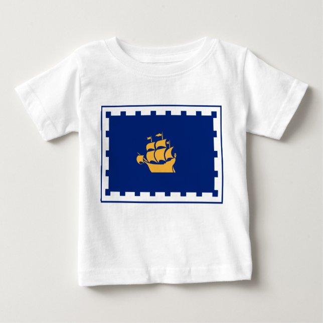Baby T-Shirt with Flag of Quebec City (Front)