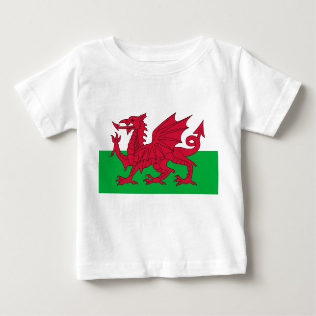 Baby T-Shirt with Flag of Wales (Front)