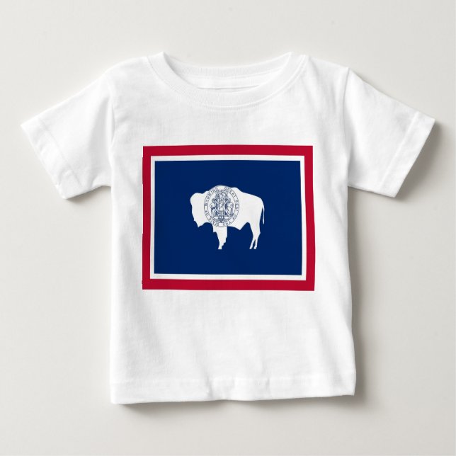 Baby T Shirt with Flag of Wyoming, U.S.A. (Front)