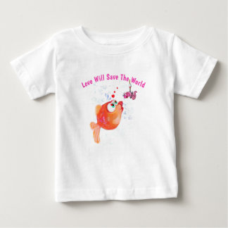 Baby T-Shirt with Funny Fish and Worm - Your Text