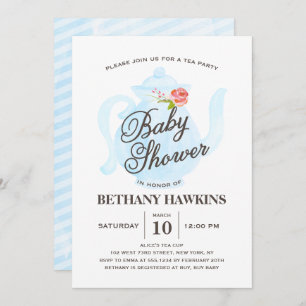 Baby Tea Party Baby Shower Invitation blue