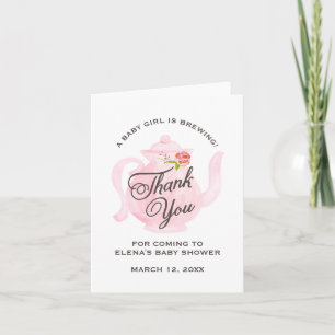 Baby Tea Party Baby Shower Thank You Card Pink
