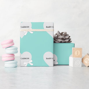 Baby Teal Blue Sprinkle Shower Party Personalized Wrapping Paper