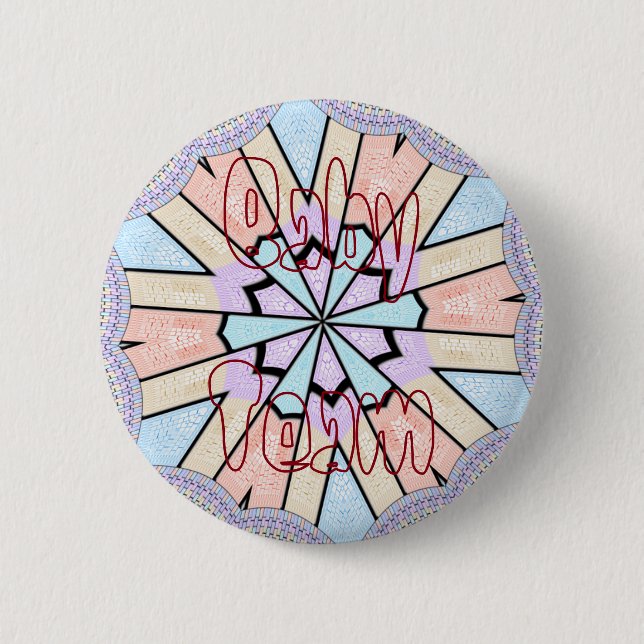 Baby team baby shower Girly seamless chic design 6 Cm Round Badge (Front)