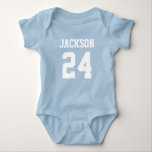 Baby Team Jersey Number and Monogram Baby Bodysuit<br><div class="desc">Dress your little fan in team spirit with this personalised baby bodysuit or toddler t-shirt! Add your child’s name and jersey number to create a mini game-day outfit that matches the whole family. Use the design tools to customise the colours for your favourite team — perfect for football, basketball, baseball,...</div>