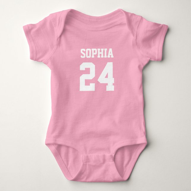 Baby Team Jersey Number and Monogram Bodysuit (Front)