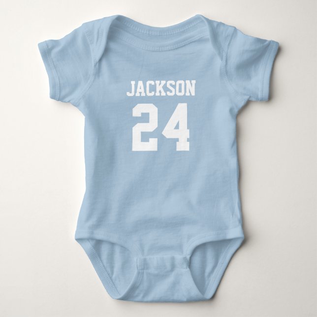 Baby Team Jersey Number and Monogram Bodysuit (Front)