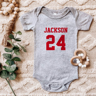 Baby Team Jersey Number and Monogram Bodysuit