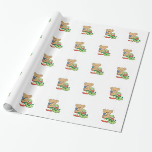 Baby Teddy Bear and Bookworm Read A Book Wrapping Paper