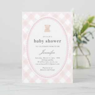 Baby Teddy bear Baby shower_Pink Invitation