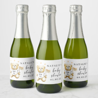 Baby Teddy Bear Baby Showers Mini Sparkling Wine L Label