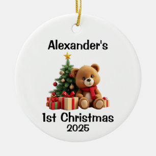 Baby Teddy Bear Christmas Ceramic Tree Decoration