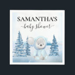 Baby Teddy Bear Christmas Winter Blue Napkin<br><div class="desc">This design may be personalised in the area provided by changing the photo and/or text. Or it can be customised by clicking Personalise this Template and then choosing the click to customise further option and delete or change the colour of the background, add text, change the text colour or style,...</div>