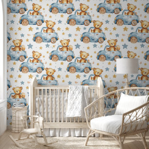 Baby Teddy Bear Driving Pattern Wallpaper