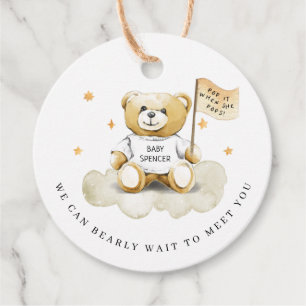 Baby Teddy Bear Pop it When She Pops Favour Tags