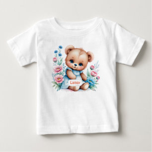 Baby Teddy bear with watercolor florals T-Shirt