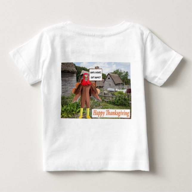 baby tee.  Happy Thanksgiving.  cheetah turkey Baby T-Shirt (Back)