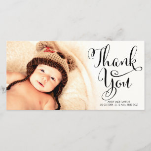 Baby Thank You Calligraphy Overlay Photo Cards