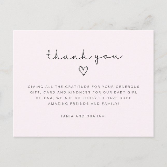 Baby thank you card, birthday thank you Postcard (Front)