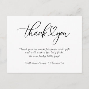 Baby thank you cards heart thank you