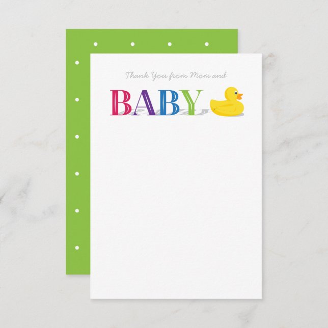 Baby Thank You Flat Note Cards Rubber Duck (Front/Back)