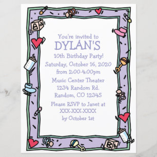 Baby theme birthday party flyer invitations