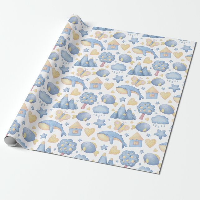Baby themed wrapping paper (Unrolled)