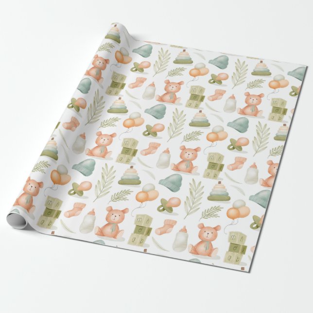 Baby themed wrapping paper (Unrolled)