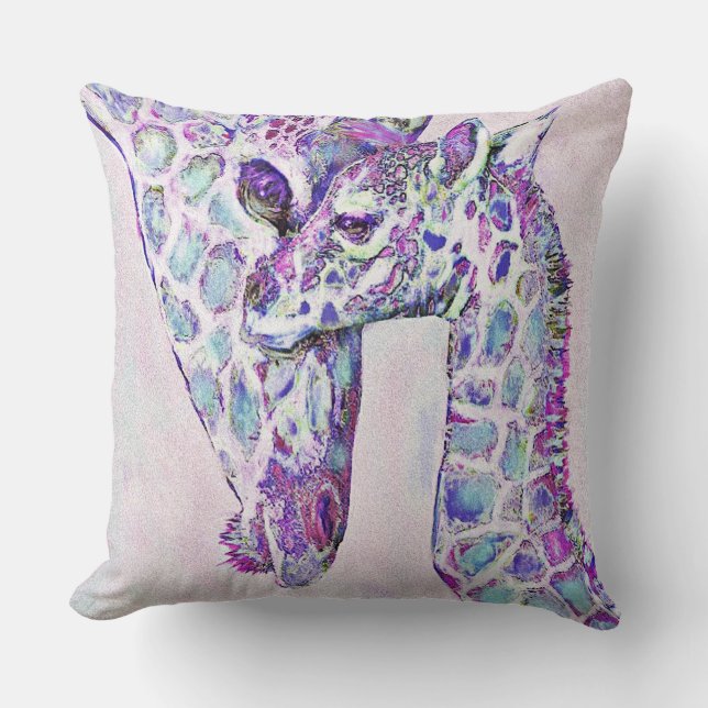 Baby Throw Pillow w/ Purple Giraffe Print (Front)