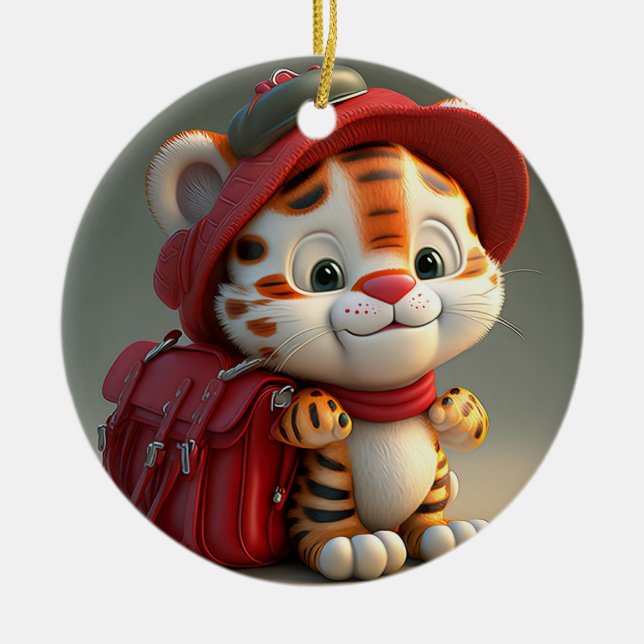 Baby Tiger Cartoon-76775 Ceramic Tree Decoration (Front)