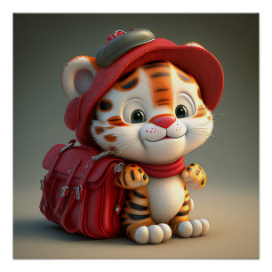 Baby Tiger Cartoon Poster