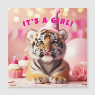 Baby Tiger Cute Baby Reveal Girl Magnet Card